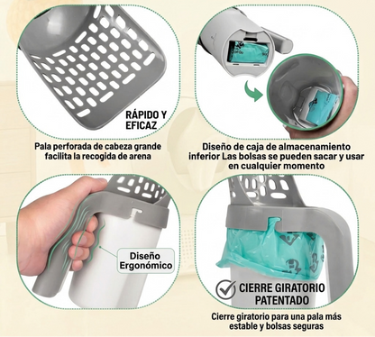 Pala Higiénica para Mascotas 3 en 1